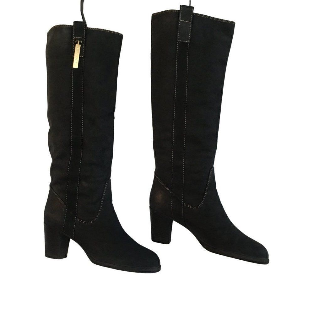 San Mauro Pascoli knee high black suede boots